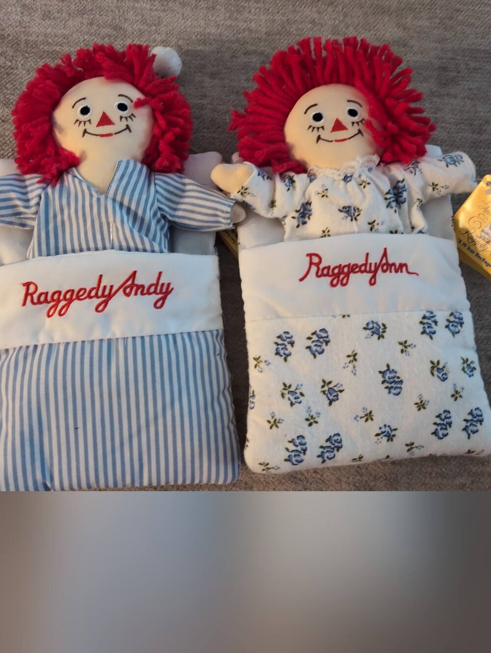 Vintage Raggedy Ann & Andy Plush Set - Red Hair Rag Dolls 1980s Set Rare Find